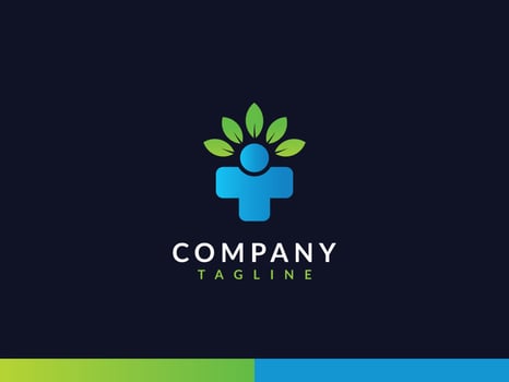 medical eco logo template, nature and plus icon concept vector