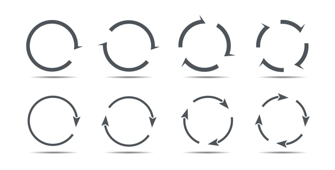 Set of grey circle arrows. Vector Icons