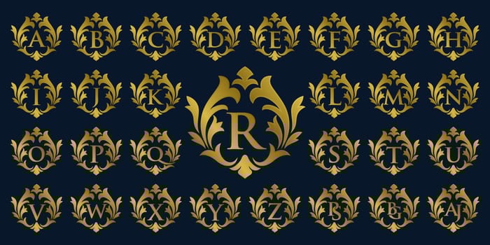 Luxury logo monogram crest template design vector illustration. Royal brand vintage vignette ornaments.