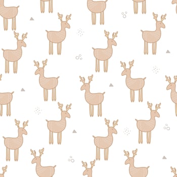 Childish seamless pattern with deer and abstract shapes. in Scandinavian style. for kids apparel,fabric, textile, nursery decoration,wrapping paper vector