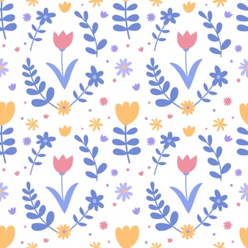 Seamless pattern with simple daisy flowers in pastel colors on a white background. Floral modern print for fabric, wallpaper, textile, wrapping. vector
