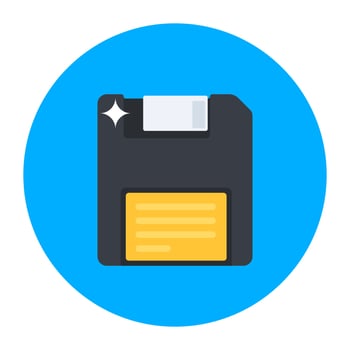 Floppy disc icon in flat vector design.