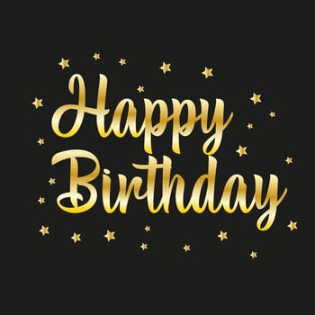 golden happy birthday text lettering vector