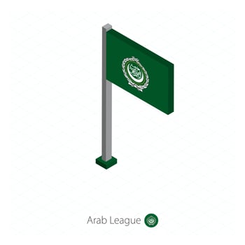 Arab League Flag on Flagpole in Isometric dimension. vector