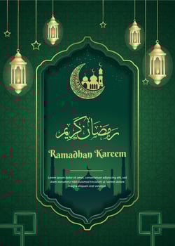 ramadan kareem greeting card poster template vector