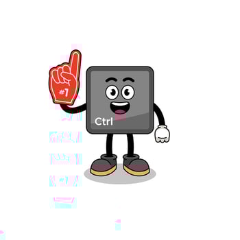 Cartoon mascot of keyboard control button number 1 fans vector