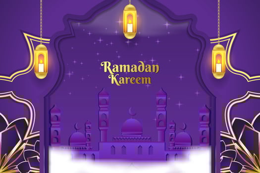 Ramadan Kareem Islamic background purple color with element vector