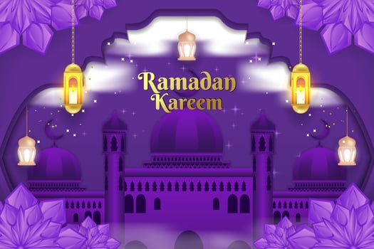 Ramadan Islamic background with mosque purple color vector