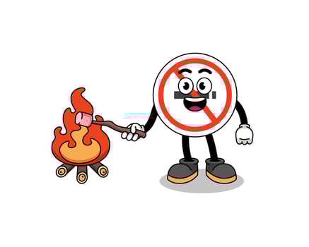 Illustration of no smoking sign burning a marshmallow vector