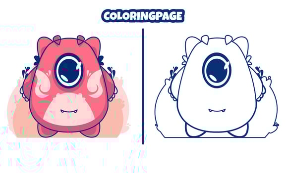 cute monster with coloring pages suitable for kids vector