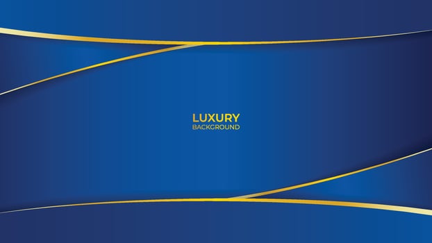abstract wavy luxury blue background with gold lines vector