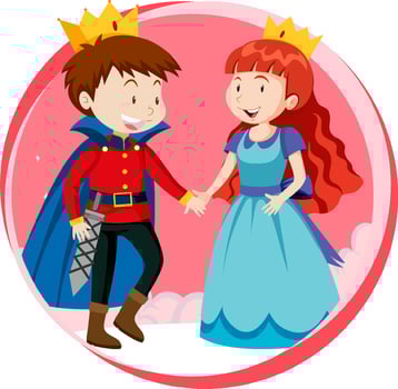 Fantasy prince and princess character on white background vector