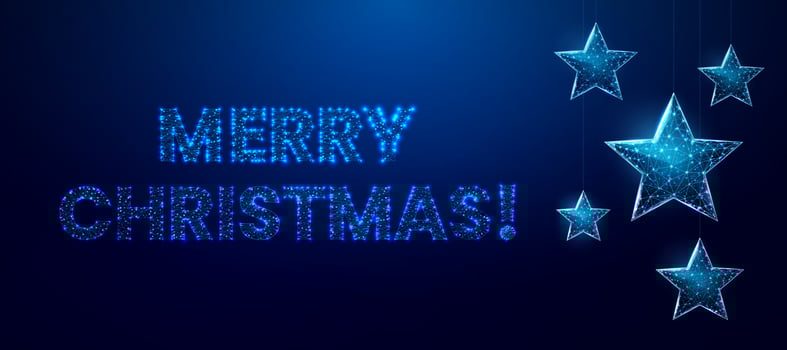Merry Christmas  low poly banner. vector