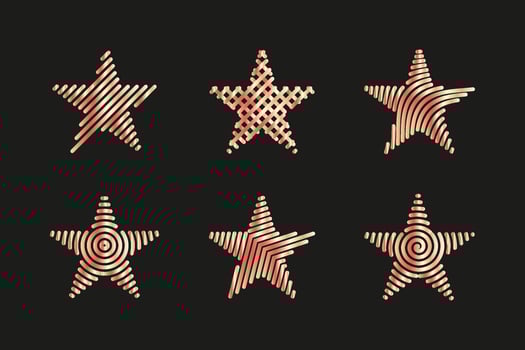 Realistic bronze stars vector set.
