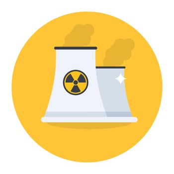 Building with chimney depicting factory icon in flat style vector