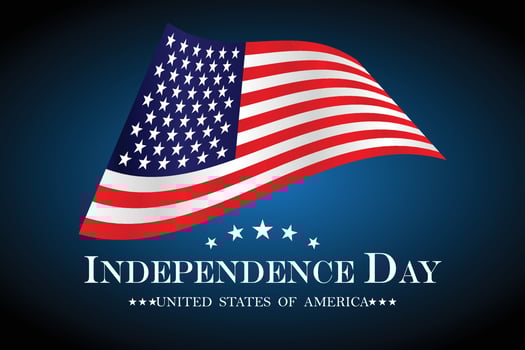 Independence Day USA blue background with the United States flag. 4th of July USA independence day celebration vector illustration