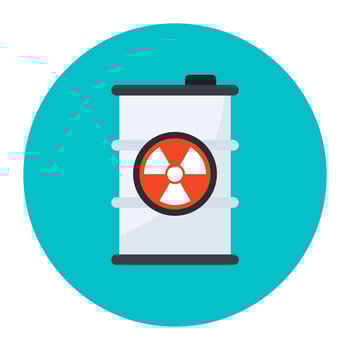 Radioactive sign on barrel denoting concept of chemical waste icon vector