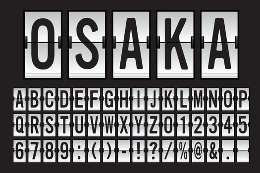 Airport Mechanical Flip Board Panel Font Vector Illustration