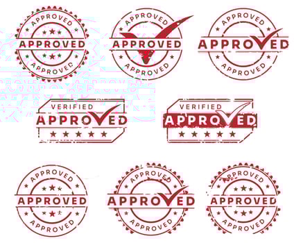 Set of approved vector stamps of various shapes