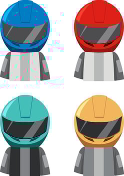 Set of different racer with helmet portrait vector