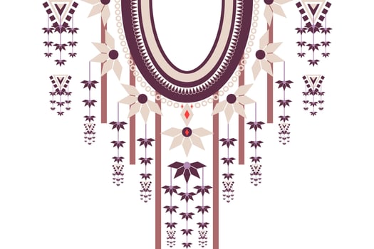 Traditional Shirt Collar Decorated With Flowers and Geometric Shapes. Colors can be Customized as Required. vector
