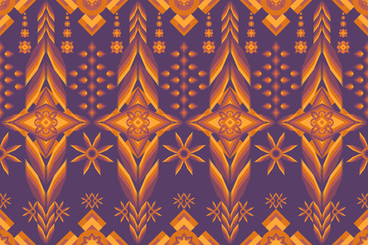 Abstract design from geometric shapes. Tribal fabric pattern, flowers and leaves. vector