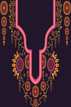 Traditional Ethnic Oriental Neck Design is Geometric Shape for Women Fashion Background Clothing Wallpaper. vector