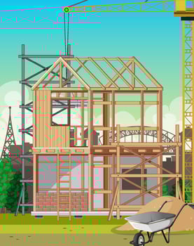Scene of building construction site vector