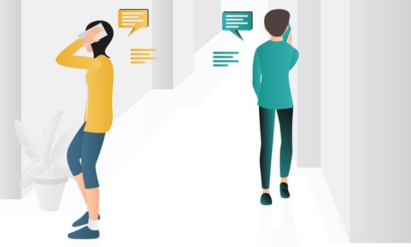 Isometric style illustration man and woman making a phone call vector