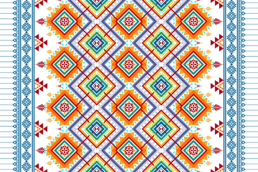 Geometric abstract ethnic seamless pattern design. Aztec fabric carpet mandala ornament chevron textile decoration wallpaper. Tribal turkey African Indian traditional embroidery vector