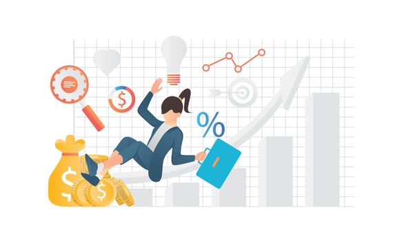 Happy and successful businessman isometric style illustration vector