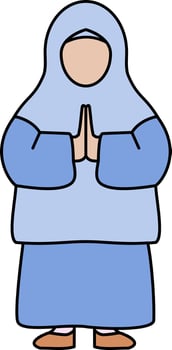 Filled line muslim character vector