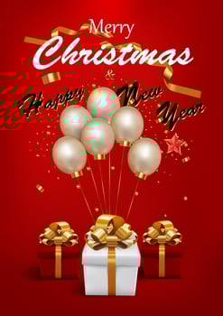 Gift box with star and balloon for christmas vector