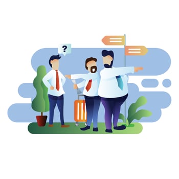 business confusing and discussing the direction vector