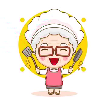 cute chef grand mother cartoon character vector