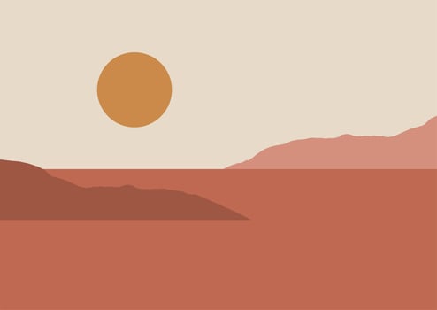 Abstract contemporary aesthetic backgrounds landscapes set with sunrise, sunset. Earth tones, pastel colors. Boho wall decor. Mid century modern minimalist art print. Flat design. vector