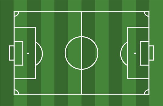 Football soccer field vector illustration. Coach table for tactic presentation for players. Sport strategy view. Flat soccer green field, football grass. Vector stadium. Soccer with line template.