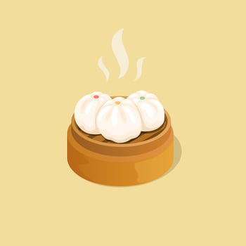 Bapao chinese food snack symbol cartoon illustration vector