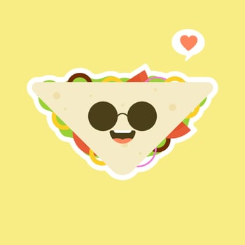 cute and kawaii of sandwich bread character with vegetables. breakfast. slice cheese sandwich with tomato, lettuce and bacon, sausage flat design style. tasty appetizing vegetarian food. vector