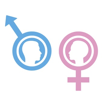 Gender symbols with man and woman vector
