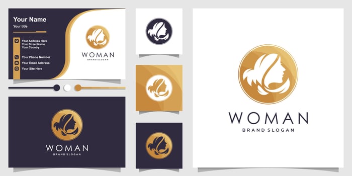 Beauty woman logo with modern concept Premium Vector
