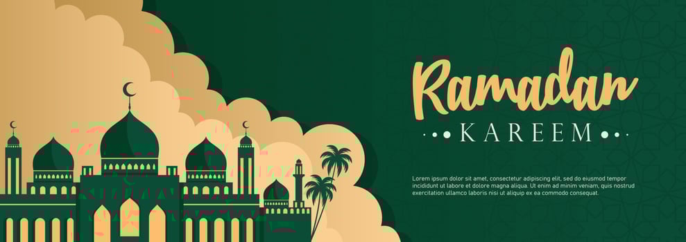 Ramadan banner feed template mosque vector illustration