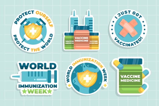 World Immunization Week Sticker Pack vector