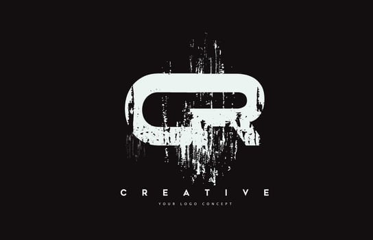 CR C R Grunge Brush Letter Logo Design in White Colors Vector Illustration.