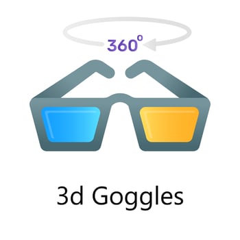 Editable vector style of 3d glasses, flat gradient vector design