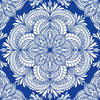 White and blue ornamental seamless pattern. Vintage Ornament Elements Ethnic Turkish Indian motifs For fabric and textiles, wallpaper, packaging and decor. vector