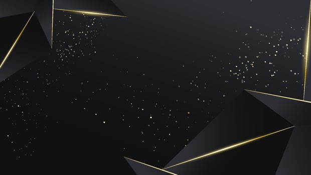 Abstract polygonal pattern luxury black with gold lines and glitter vector