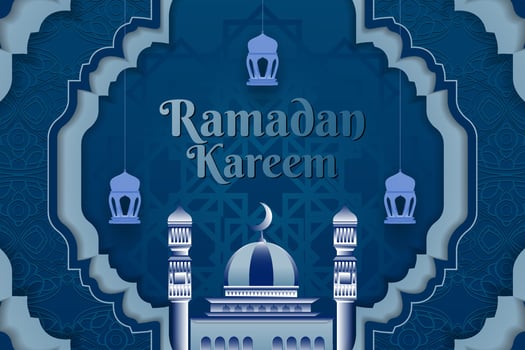 Ramadan Kareem style Islamic blue background with element vector