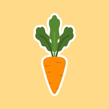 Carrot vector icon. Carrot icon isolated on color background. Veg icon illustration. Carrot, vegetable, food, vector flat style. Vector orange flat carrot icon.
