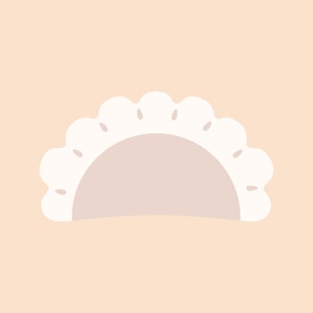 Flat vector icon of pierogi, vareniki, pelmeni or ravioli. Filled dumplings dough. Traditional food of European cuisine. Cooking theme